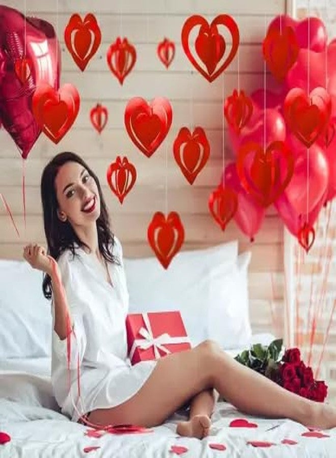 PartyToko Valentine'S Day 16 Pc 3D Heart Hanging Swirl Decoration Kit For Marriage Proposal/Wedding&Valentines Day Decoration,Multicolor - Image 5